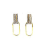 ESTATE .47CT DIAMOND 18K YELLOW GOLD 3D THREE ROW OPEN OVAL FUN HANGING EARRINGS