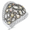 EXTRA LARGE 6.30CT WHITE & MULTI COLOR DIAMOND 18KT WHITE & BLACK GOLD 3D RING