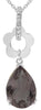 1.65CT DIAMOND & AAA SMOKY QUARTZ 14KT WHITE GOLD 3D PEAR SHAPE & ROUND PENDANT