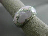 ESTATE WIDE .18CT DIAMOND 14K WHITE GOLD 3D MOTHER OF PEARL 3 CLOVER FLOWER RING