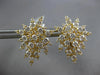 LARGE 3.28CT DIAMOND 18K YELLOW GOLD MULTI LEAF CLUSTER CLIP ON HANGING EARRINGS
