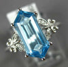 ESTATE 3.15CT DIAMOND & AAA BLUE TOPAZ 14KT WHITE GOLD HEXAGON & ROUND LOVE RING