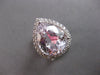 EXTRA LARGE 11.05CT DIAMOND & AAA KUNZITE 18K WHITE GOLD PEAR SHAPE & ROUND RING