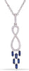 .44CT DIAMOND & AAA SAPPHIRE 14K WHITE GOLD 3D ROUND & BAGUETTE FLOATING PENDANT