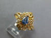 WIDE .84CT DIAMOND & AAA SAPPHIRE 14KT YELLOW GOLD PEAR SHAPE FLOWER LOVE RING