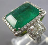 EXTRA LARGE 12.27CT DIAMOND & AAA EMERALD 18KT WHITE GOLD CUSHION & ROUND RING