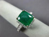 LARGE 4.81CT DIAMOND & AAA EMERALD 14KT WHITE GOLD SQUARE HALO ENGAGEMENT RING