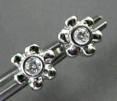 ANTIQUE .14CT DIAMOND 14KT WHITE GOLD SOLITAIRE FLOWER EARRINGS BEAUTIFUL! #4210