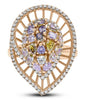 LARGE 2.41CT WHITE & MULTI COLOR MULTI SHAPE DIAMOND 18KT ROSE GOLD CLUSTER RING