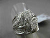 ANTIQUE LARGE 1.35CT DIAMOND 18KT WHITE GOLD 3 DIMENSIONAL LEAF FLORAL FUN RING