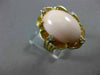ANTIQUE LARGE .1CT OLD MINE DIAMOND AAA CORAL 14K YELLOW GOLD FLOWER RING 19562