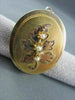 ANTIQUE LARGE 14KT YELLOW & ROSE GOLD FLOWER PEARL PENDANT BROOCH W/ CHAIN #1639