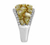 LARGE 2.74CT WHITE & FANCY YELLOW DIAMOND 18KT 2 TONE GOLD 3D MULTI SHAPE RING