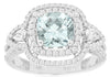 LARGE 2.14CT DIAMOND & AAA AQUAMARINE 14K WHITE GOLD DOUBLE HALO ENGAGEMENT RING