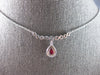 .78CT DIAMOND & AAA RUBY 14KT WHITE GOLD PEAR SHAPE & ROUND HALO LOVE NECKLACE