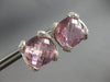 LARGE 16.55CT DIAMOND & AAA PINK TOPAZ 14KT WHITE GOLD CUSHION CLIP ON EARRINGS