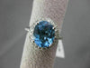 ESTATE LARGE 3.89CTW DIAMOND & AAA BLUE TOPAZ 14KT WHITE GOLD 3D OVAL FUN RING