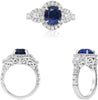 ESTATE 4.12CT DIAMOND & AAA SAPPHIRE 18K WHITE GOLD OVAL ROUND & PEAR SHAPE RING