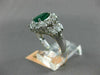 ESTATE LARGE 2.26CT DIAMOND & AAA EMERALD 18K WHITE GOLD 3D HALO ENGAGEMENT RING