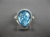 LARGE 5.26CT DIAMOND & AAA BLUE TOPAZ 14KT WHITE GOLD 3D PEAR SHAPE & ROUND RING