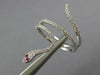 ESTATE 0.35CT DIAMOND & AAA RUBY 18KT WHITE GOLD 3D CLASSIC HAPPY SNAKE FUN RING