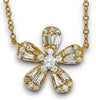 3.27CT DIAMOND 18KT YELLOW GOLD 3D ROUND & BAGUETTE FLOWER BY THE YARD NECKLACE