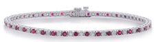 5.21CT DIAMOND & AAA RUBY 14KT WHITE GOLD 3D CLASSIC ROUND TENNIS BRACELET