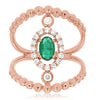 WIDE .76CT DIAMOND & AAA EMERALD 14KT ROSE GOLD OVAL & ROUND MULTI BEADED RING