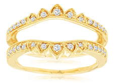 .25CT DIAMOND 14KT YELLOW GOLD FILIGREE V SHAPE INSERT WEDDING ANNIVERSARY RING