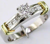 ESTATE .85CT DIAMOND 14KT 2 TONE GOLD ROUND & PRINCESS CLASSIC ENGAGEMENT RING