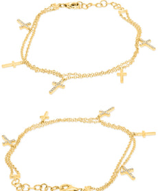 .11CT DIAMOND 14KT YELLOW GOLD ROUND MULTI CROSS BY THE YARD ADJUSTABLE BRACELET