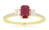 .92CT DIAMOND & AAA RUBY 14KT YELLOW GOLD 3D EMERALD CUT & ROUND ENGAGEMENT RING