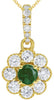 .45CT DIAMOND & AAA EMERALD 14K YELLOW GOLD CLASSIC FLOWER LOVE FLOATING PENDANT