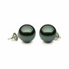 ESTATE AAA 9.5MM TAHITIAN PEARL 14KT WHITE GOLD CLASSIC SOLITAIRE STUD EARRINGS