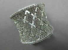 ESTATE LARGE 1.33CT DIAMOND 14K WHITE GOLD 3D X OPEN FILIGREE CONCAVE FUN RING