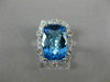 LARGE 4.56CT DIAMOND & AAA BLUE TOPAZ 14K WHITE GOLD HALO FILIGREE MILGRAIN RING