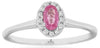 .42CT DIAMOND & AAA PINK SAPPHIRE 14KT WHITE GOLD 3D OVAL & ROUND HALO LOVE RING