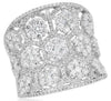 LARGE 2.80CT DIAMOND 18KT WHITE GOLD 3D MULTI FLOWER HEXAGON ANNIVERSARY RING