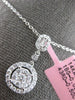 .52CT DIAMOND 14KT WHITE GOLD 3D ROUND & BAGUETTE CLUSTER HALO FLOATING PENDANT