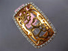 ESTATE LARGE .38CT DIAMOND 14K ROSE GOLD 3D FLOWER FILIGREE RECTANGULAR FUN RING