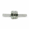 ESTATE .40CT ROUND & BAGUETTE DIAMOND 18K WHITE GOLD 3D CLASSIC SQUARE LOVE RING