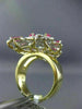 ESTATE LARGE 3.69CT DIAMOND & AAA RUBY 14KT WHITE & YELLOW GOLD FLOWER LEAF RING