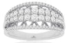 ESTATE 1.0CT DIAMOND 14KT WHITE GOLD CLASSIC MULTI ROW FILIGREE ANNIVERSARY RING