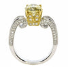 ESTATE LARGE 3.22CT WHITE & FANCY YELLOW DIAMOND 18KT WHITE GOLD ENGAGEMENT RING