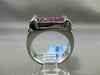 ESTATE 2.06CT DIAMOND & RUBY 18KT WHITE GOLD RECTANGULAR HANDCRAFTED MENS RING