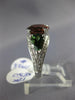 ESTATE 3.14CT DIAMOND & AAA GARNET & AAA PERIDOT 18KT WHITE GOLD OVAL FUN RING