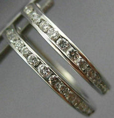 ESTATE .80CT DIAMOND 14KT WHITE GOLD CLASSIC CHANNEL HOOP HUGGIE EARRINGS #17583