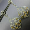 ESTATE 3.60CT WHITE & FANCY YELLOW DIAMOND 18K 2 TONE GOLD 3D TEAR DROP EARRINGS
