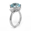 6.61CT DIAMOND & AAA PARAIBA TOURMALINE 18KT WHITE GOLD 3D ROUND & BAGUETTE RING