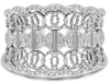 LARGE .35CT DIAMOND 14KT WHITE GOLD 3D MULTI ROW OPEN FILIGREE CIRCULAR FUN RING